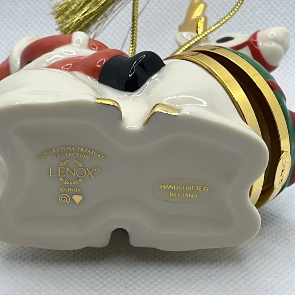 Lenox China Treasures ornament Santa Reindeer trinket